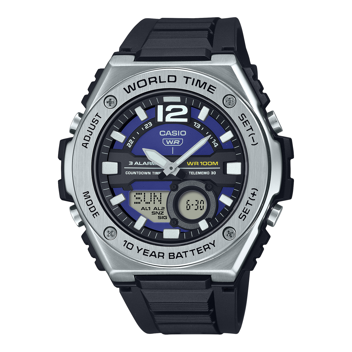 Casio Standard Black Resin Band Purple Dial Watch MWQ100-2A