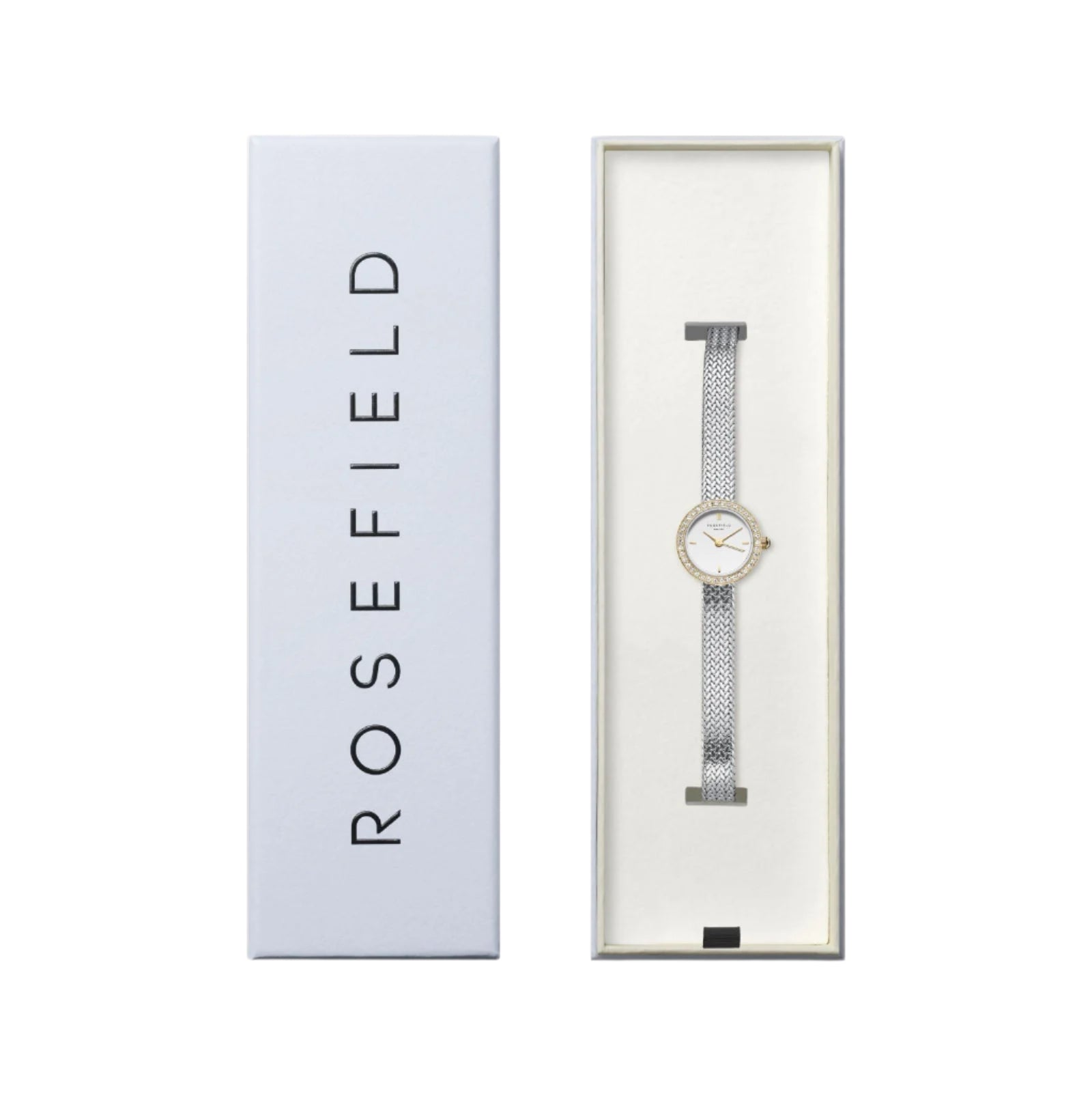 Rosefield Mini Small Edit Crystal White Dial Stainless Steel Watch MWSMG-M06