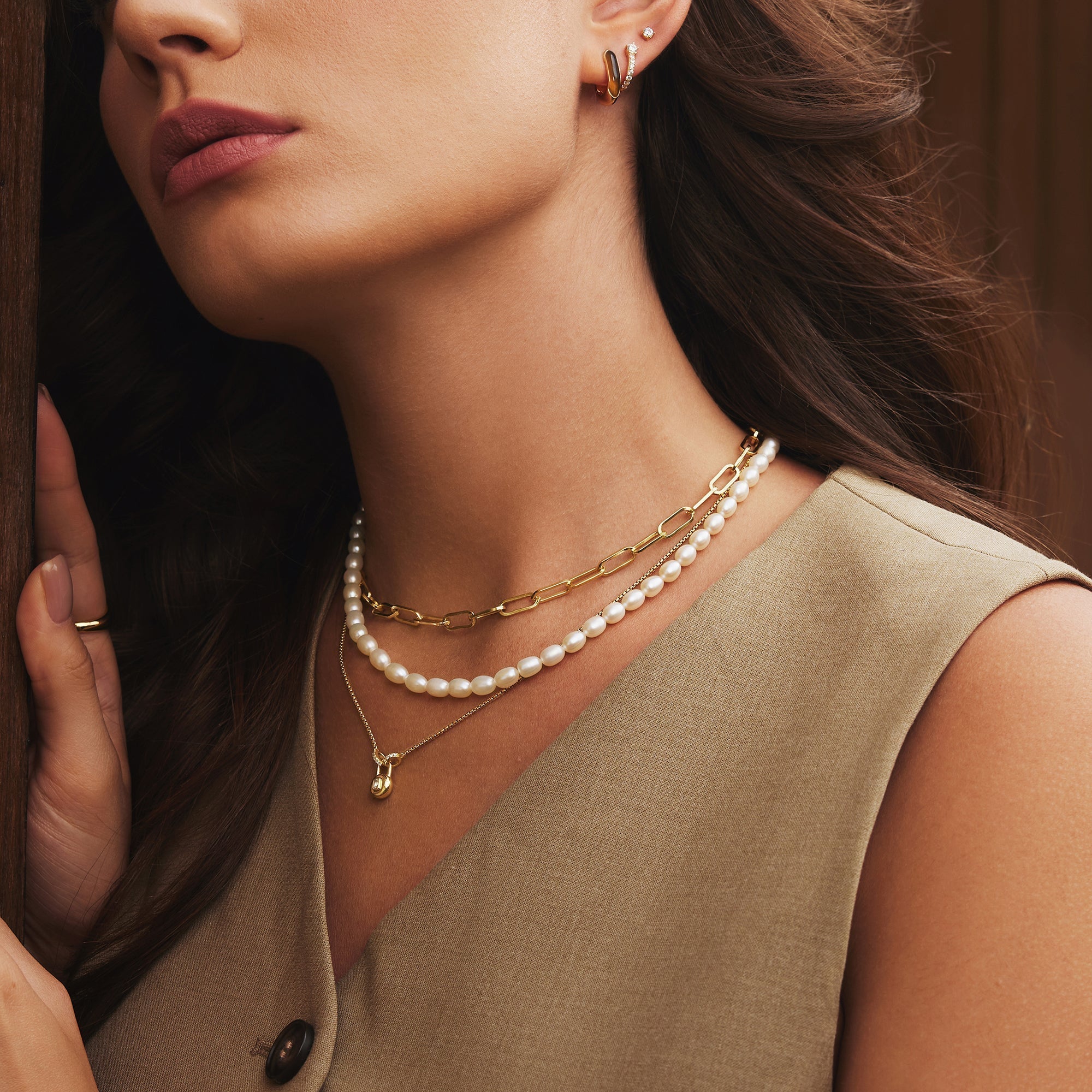 Ania Haie Gold Pearl Beaded Necklace Modern Luxury Trendy Design