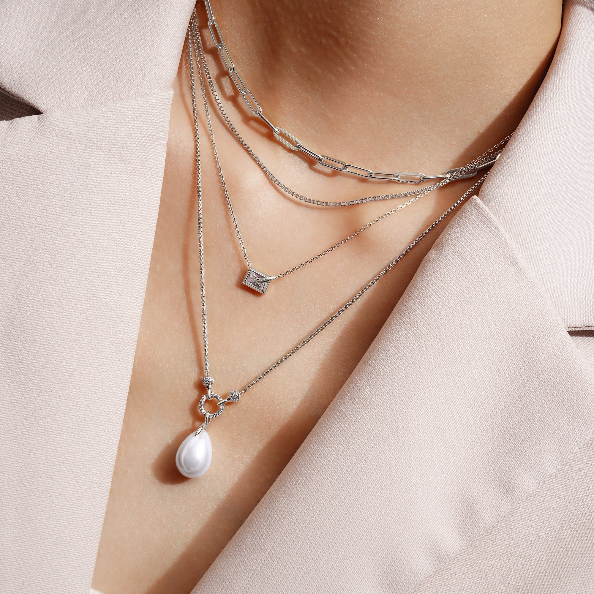 Ania Haie Silver Pearl Pendant Necklace Modern Trendy Statement Jewelry
