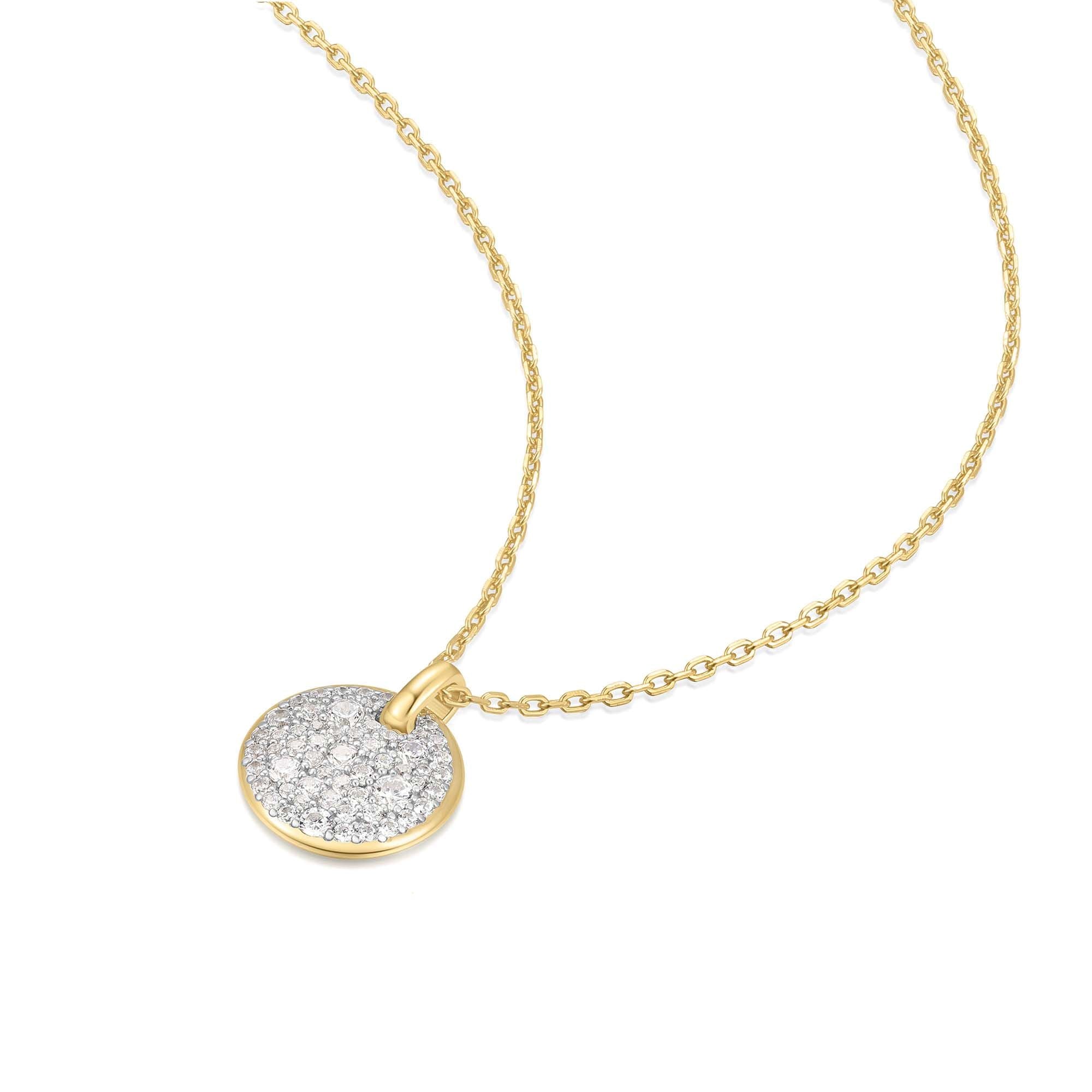 Ania Haie Two Tone Pave Disc Necklace Modern Statement Jewelry