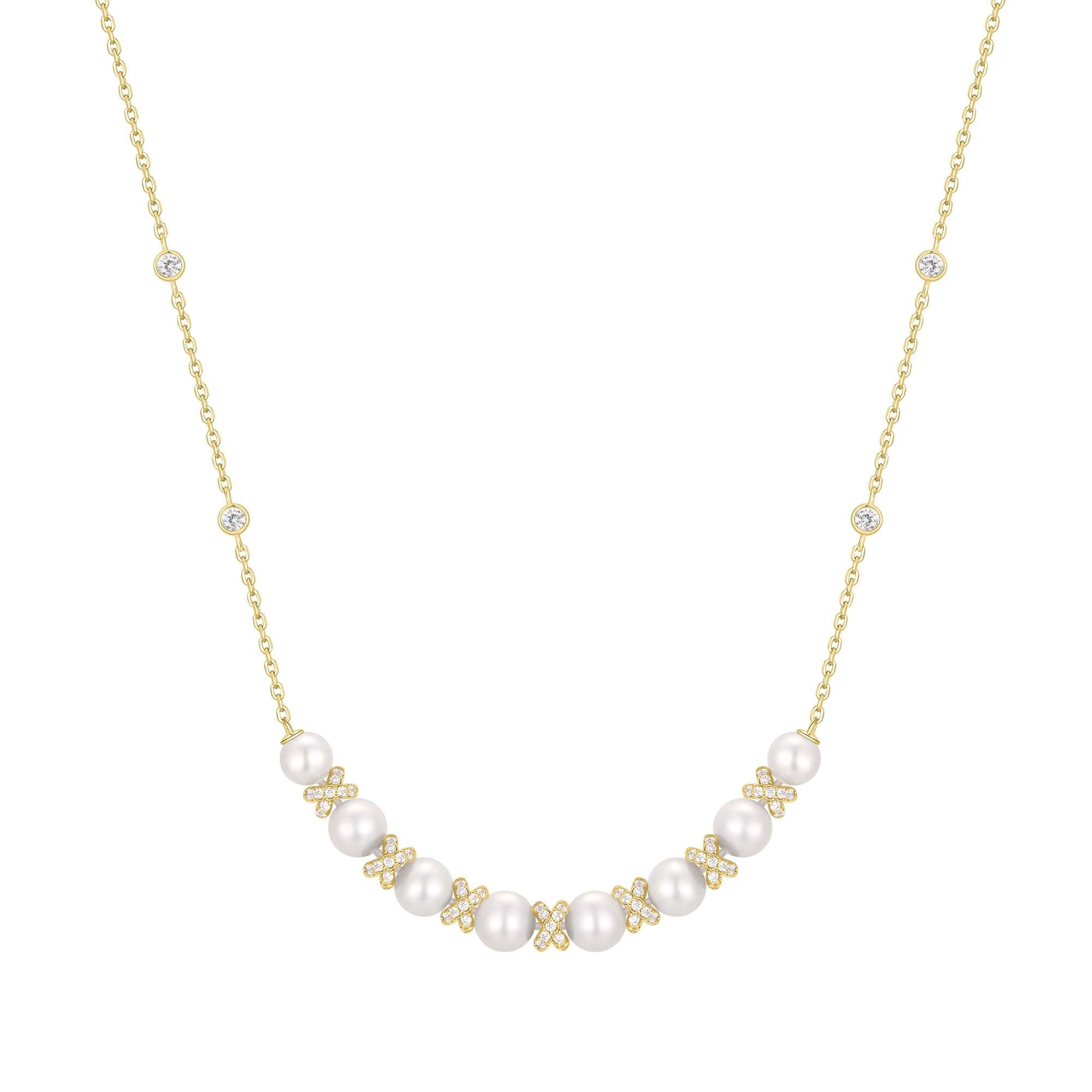Ania Haie Gold Braided Necklace with Sparkling Shell Pearl Design