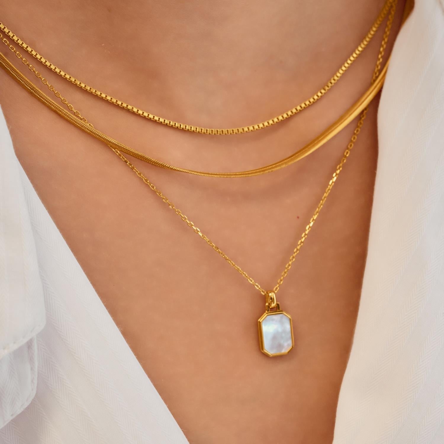 Ania Haie Gold Square Mother-of-Pearl Necklace