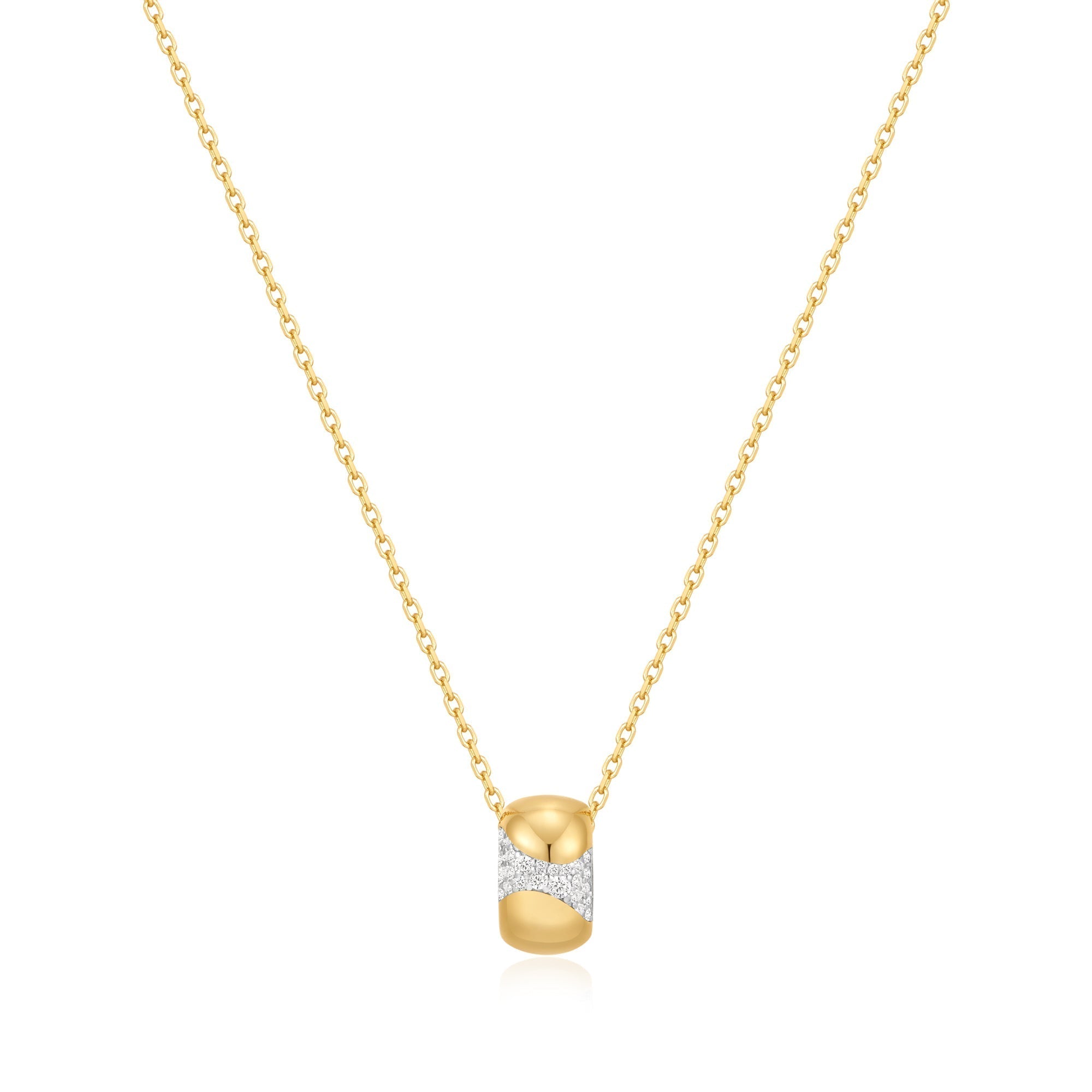 Ania Haie Gold Puffed Rivulet Pave Necklace