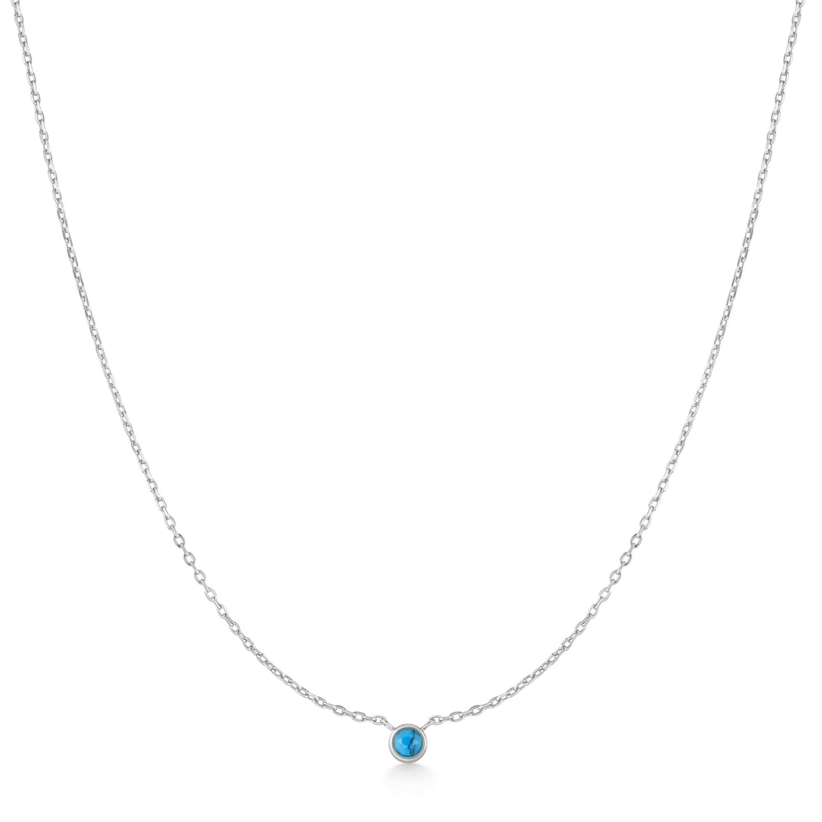 Ania Haie Silver Bezel-Set Lab-Created Turquoise Solitaire Necklace