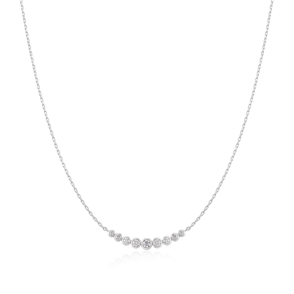 Ania Haie Silver Graduated Bezel-Set Necklace