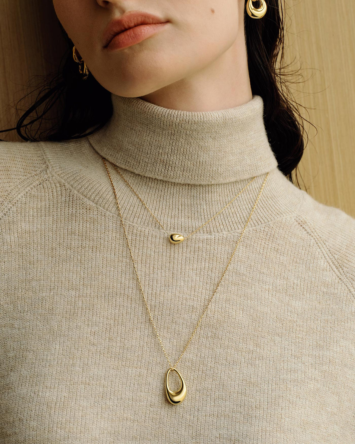 Ania Haie Gold Hollow Organic Pebble Necklace N076-12G N076-12G view 2