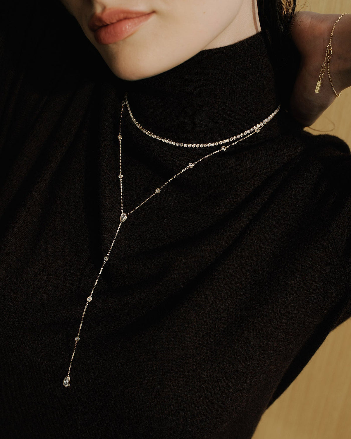 Ania Haie Gold Round & Teardrop Bezel Station Y Necklace N076-17G N076-17G view 4
