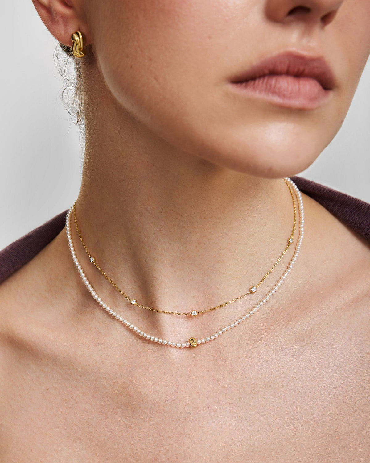 Ania Haie Gold Twist & Glass Pearl Beaded Necklace N077-01G N077-01G view 2
