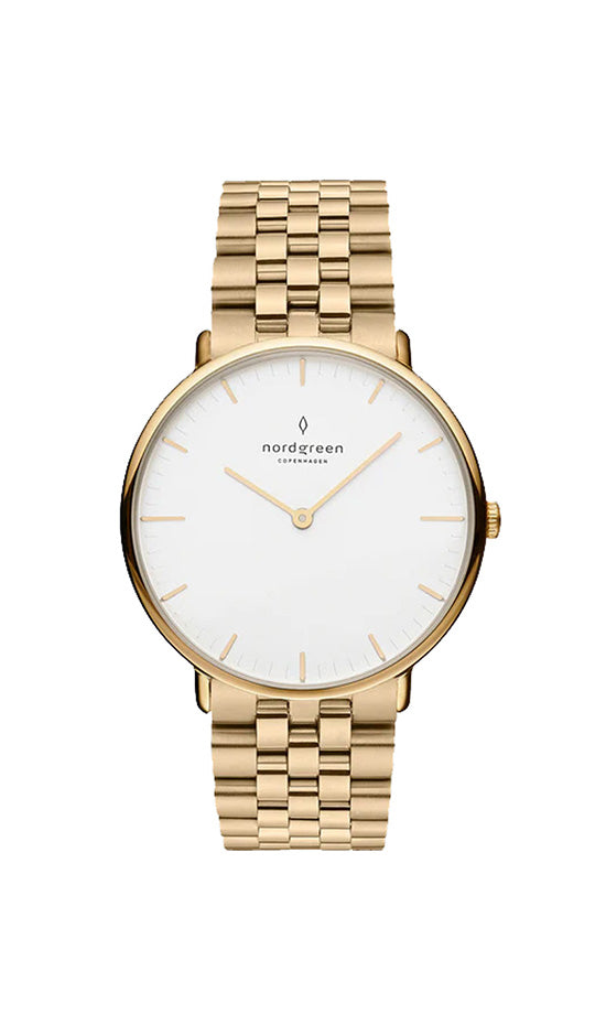 Nordgreen Native 28mm Gold 5 Link Stainless Steel Strap Watch