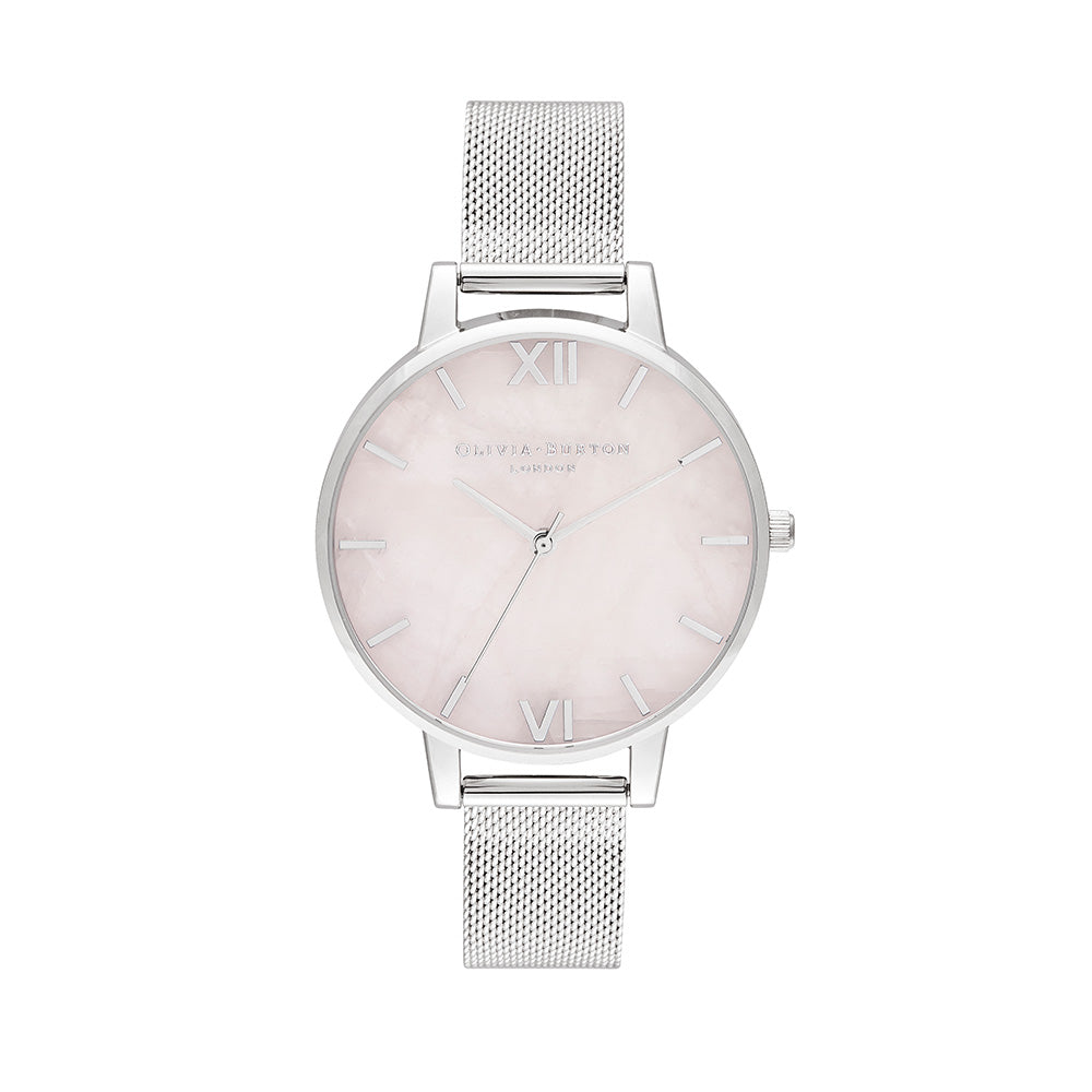 Olivia Burton Semi Precious Silver Mesh Watch