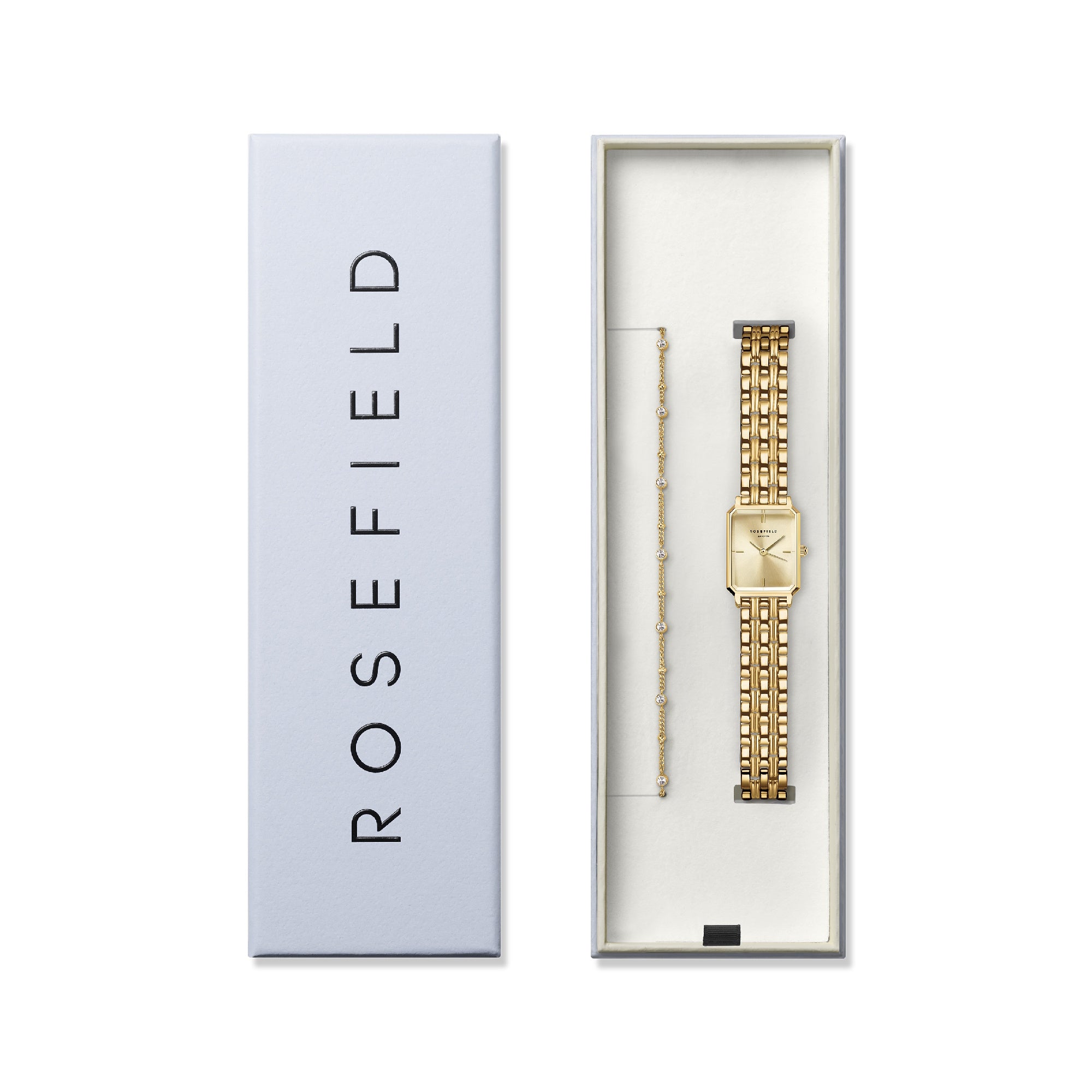 Rosefield Octagon XS Gold Sunray Steel Gold Watch Gift Set with Bracelet OCGCG-X291