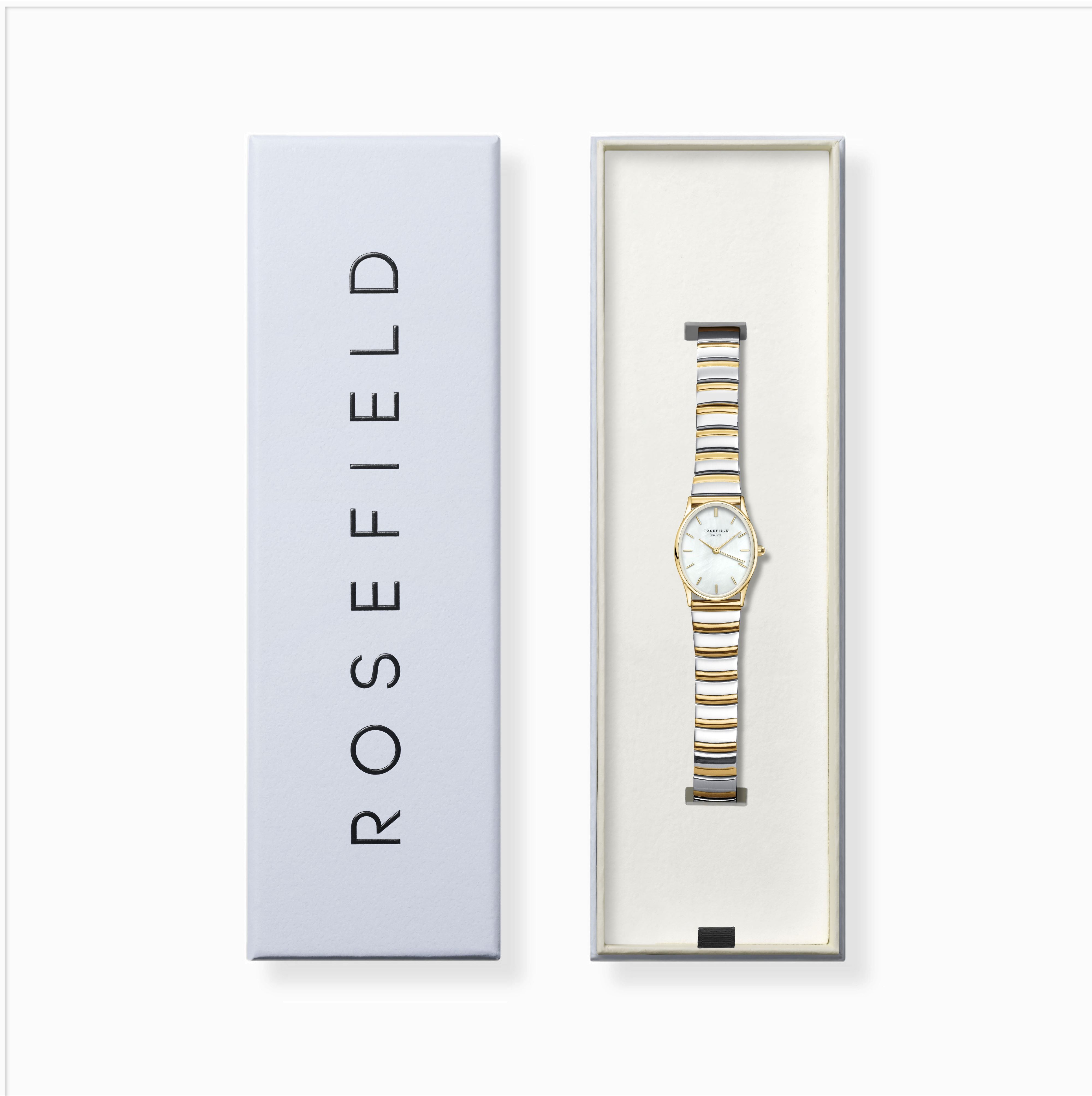 Rosefield Oval White MOP Duotone Shine Finish Watch OVWDSG-OV17