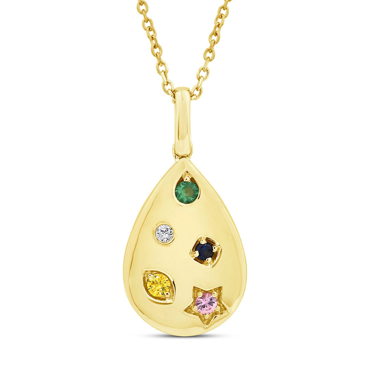 0.01ct Pear Diamond Multi Stone Necklace in 9K Yellow Gold