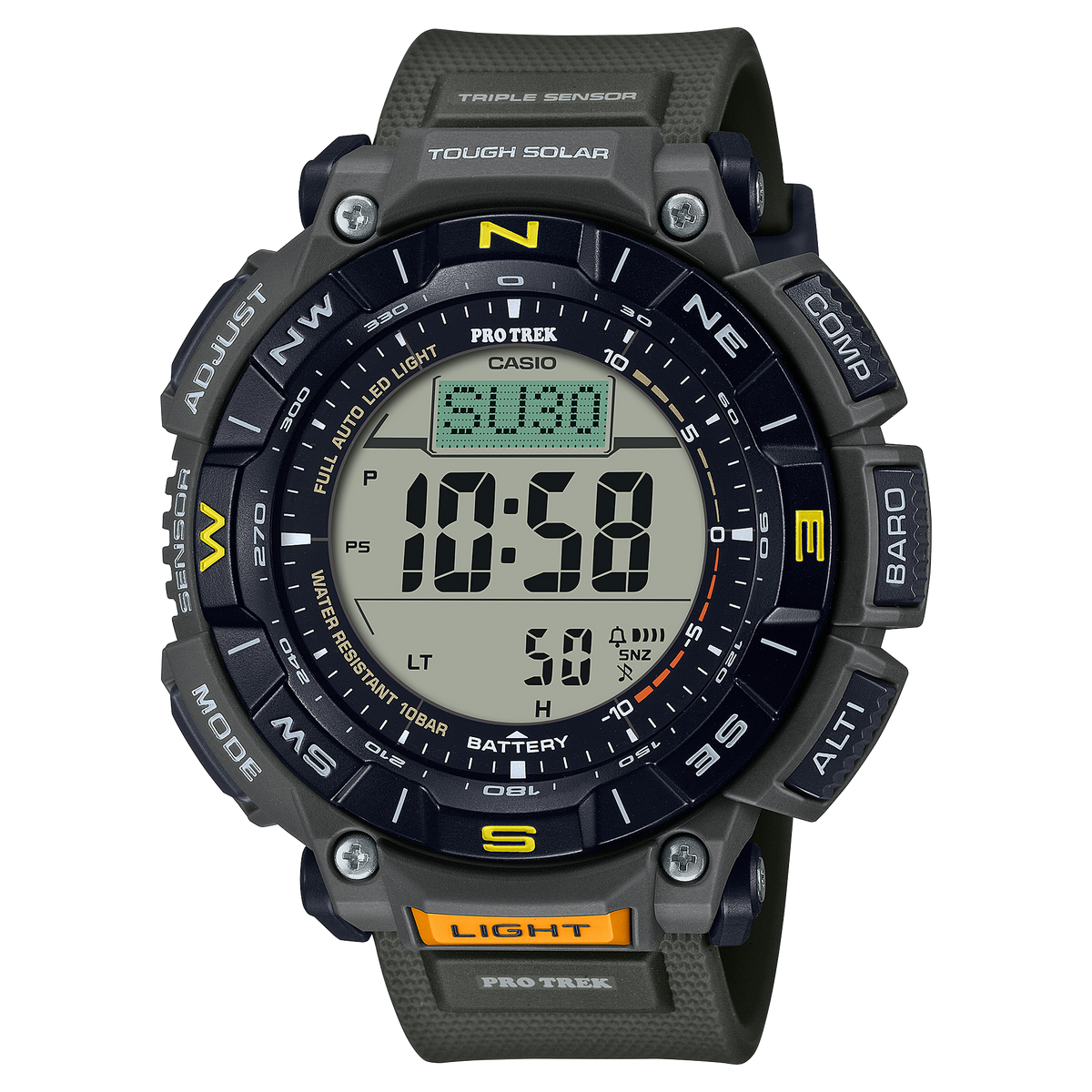 Casio Protrek Digital Solar Green Resin Band Watch PRG340-3D