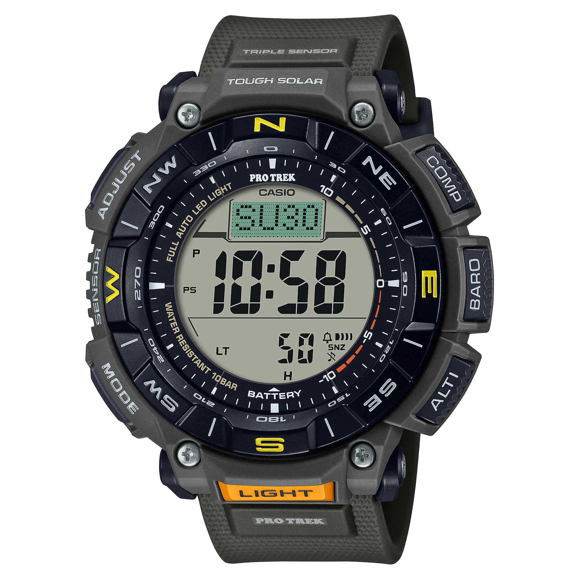 Casio Protrek Digital Solar Green Resin Band Watch PRG340-3D