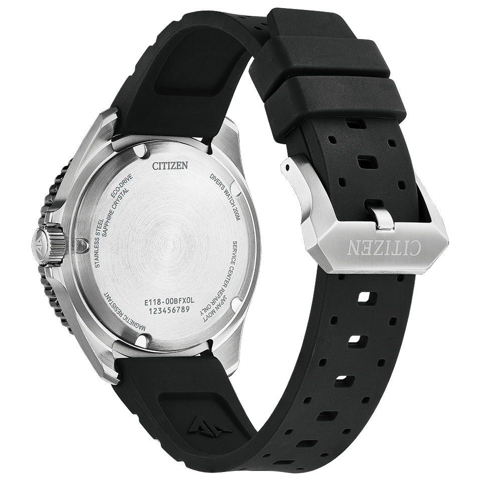 Citizen Promaster Diver BN0266-07E men's watch black dial black rubber strap side profile