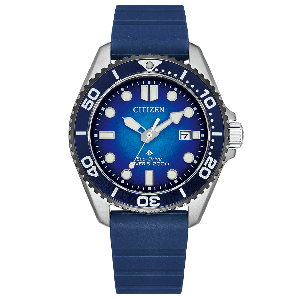 Citizen Promaster Diver BN0267-04L men's watch blue dial navy blue rubber strap front view