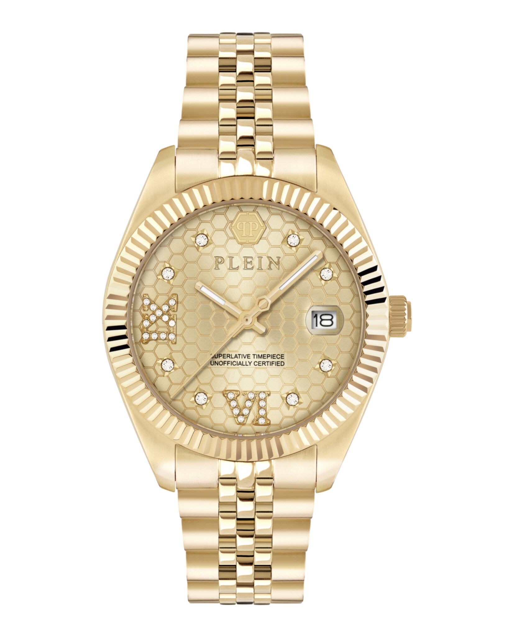Philipp Superlative Crystal Gold Dial Stainless Steel Watch PWYFA0425