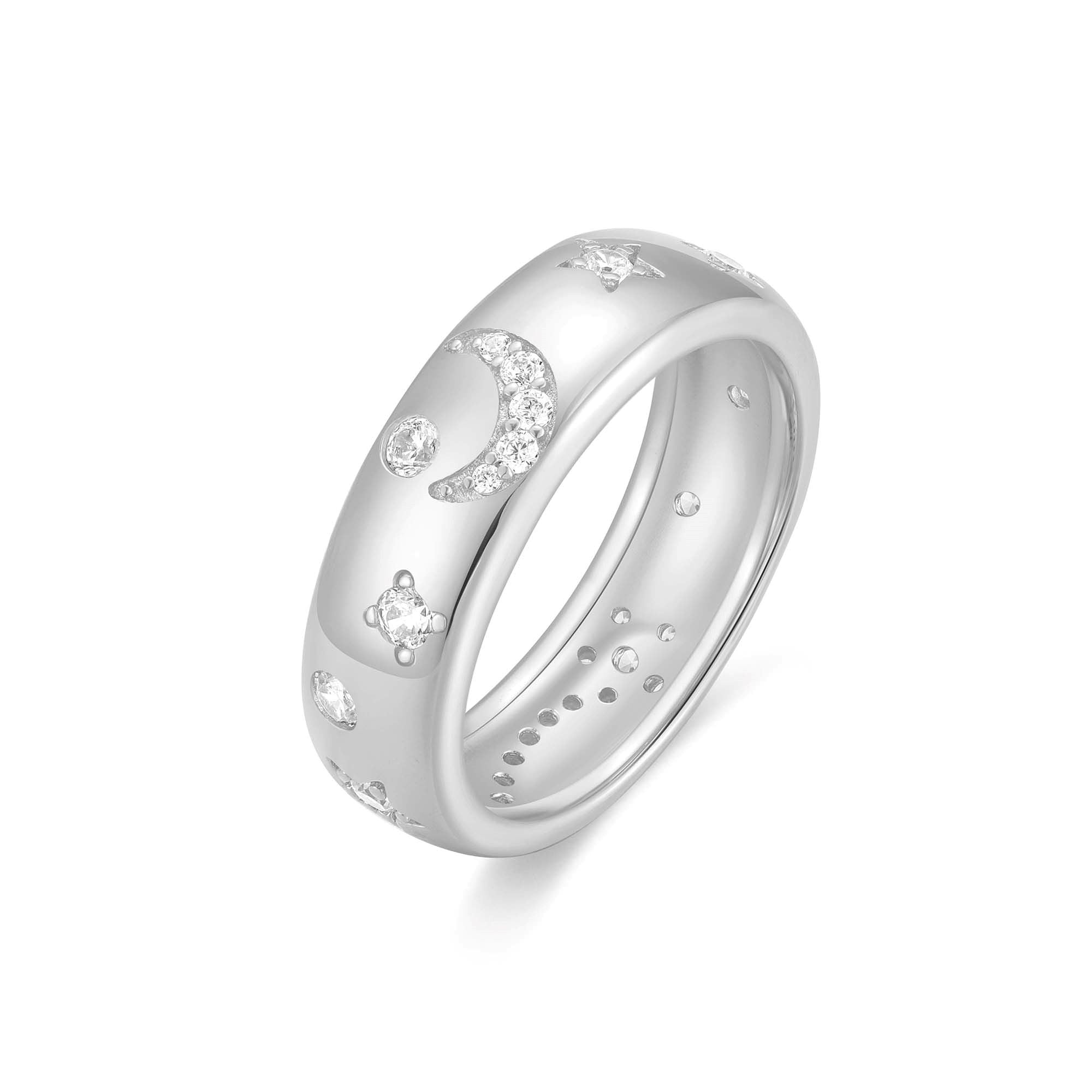Silver Celestial Chunky Ring Modern Star Design for Women