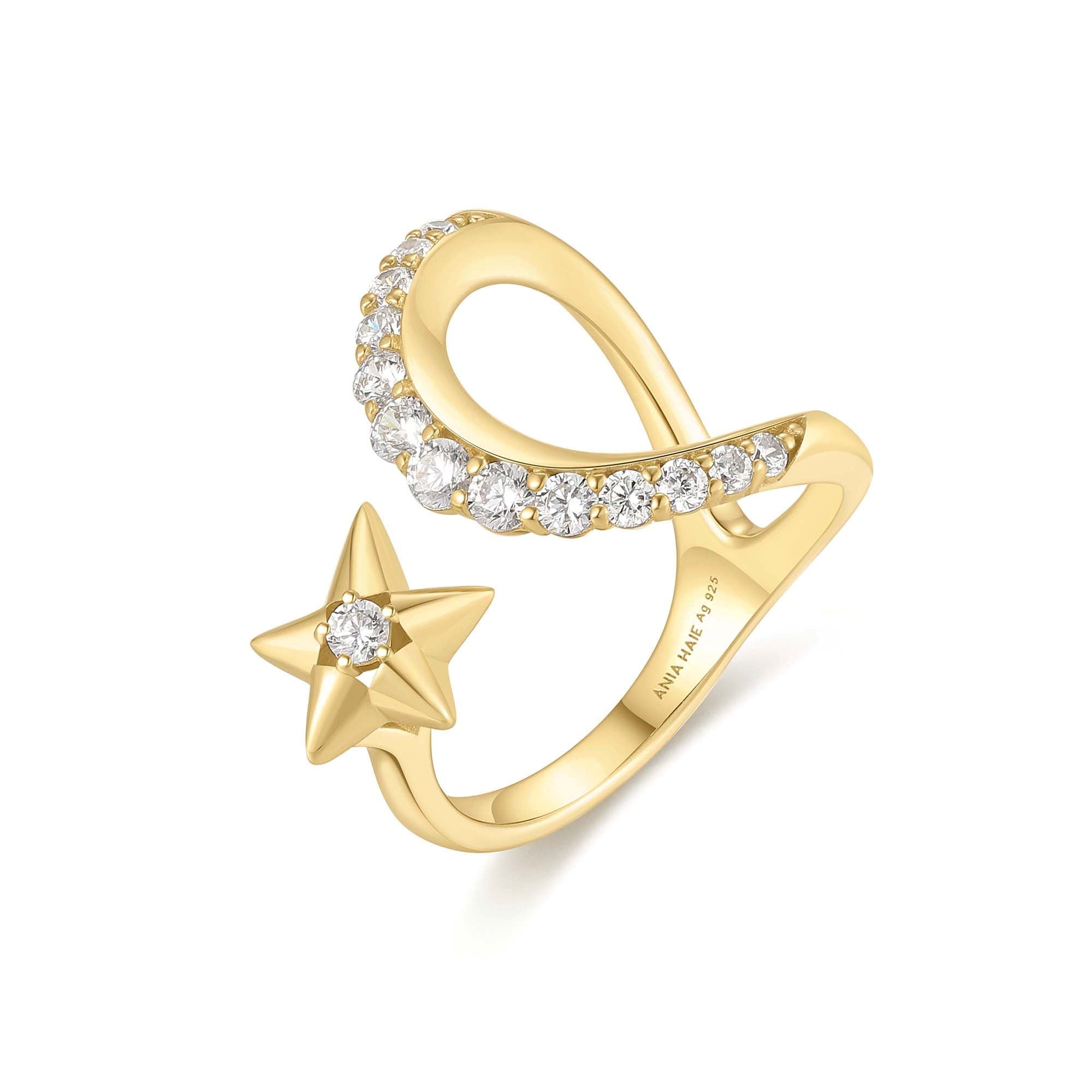Gold Moon and Star Adjustable Ring Shines With Celestial Charm
