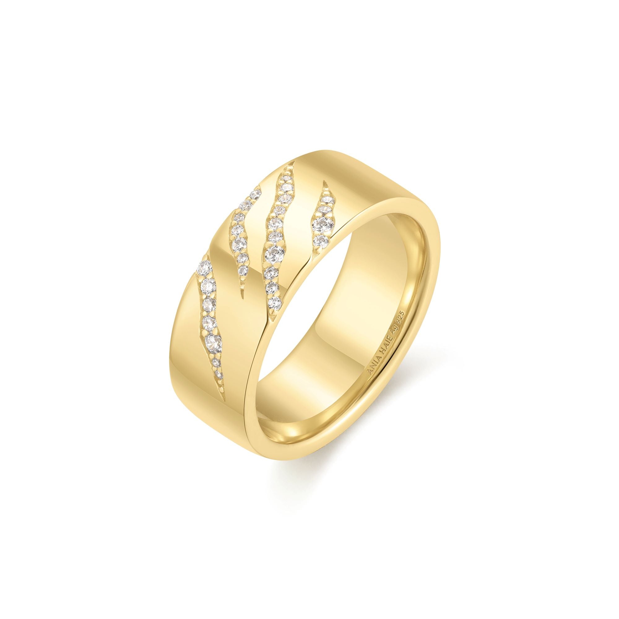 Ania Haie Gold Tiger Stripe Band Ring for Confident Women
