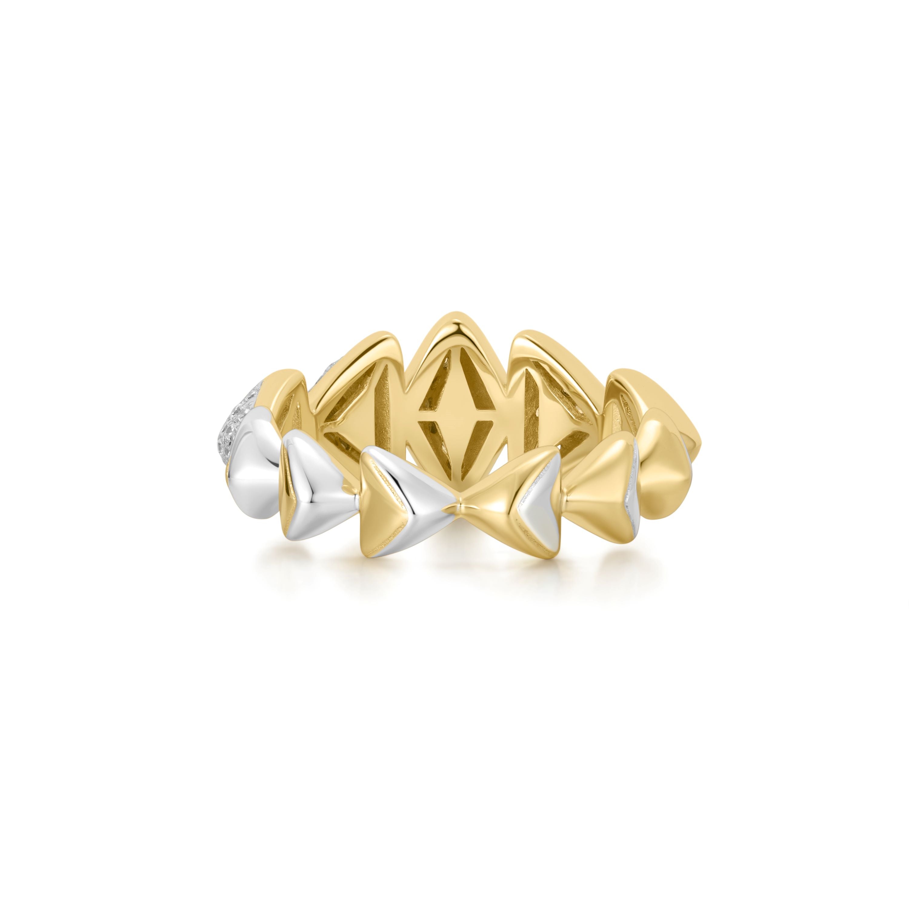 Ania Haie Two Tone Puffy Spike Ring Bold Edgy Statement Jewelry