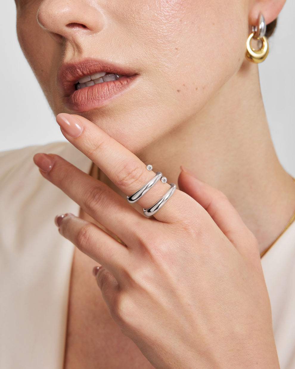 Ania Haie Silver Spiral Bezel-End Adjustable Ring R076-02H R076-02H view 2