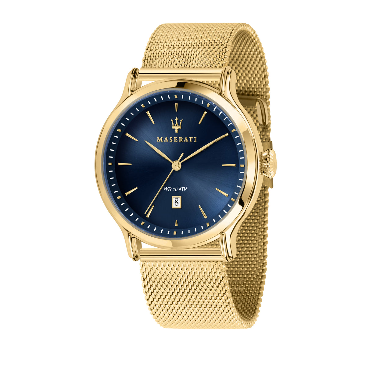 Maserati Epoca 42mm Blue Dial Gold Mesh Watch