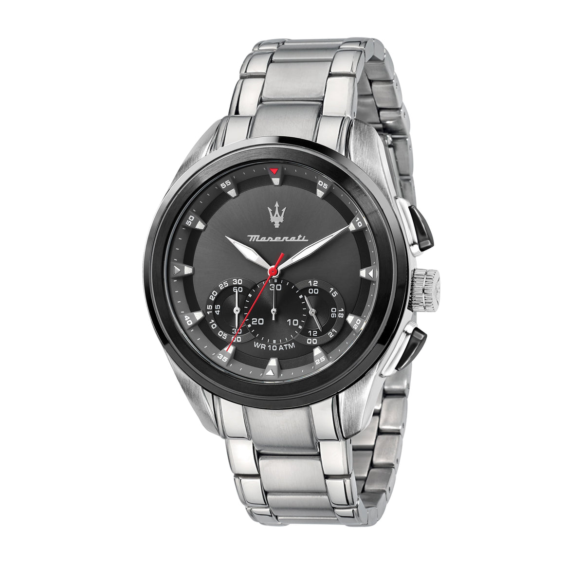 Maserati Traguardo 45mm Black Dial Silver Bracelet Watch