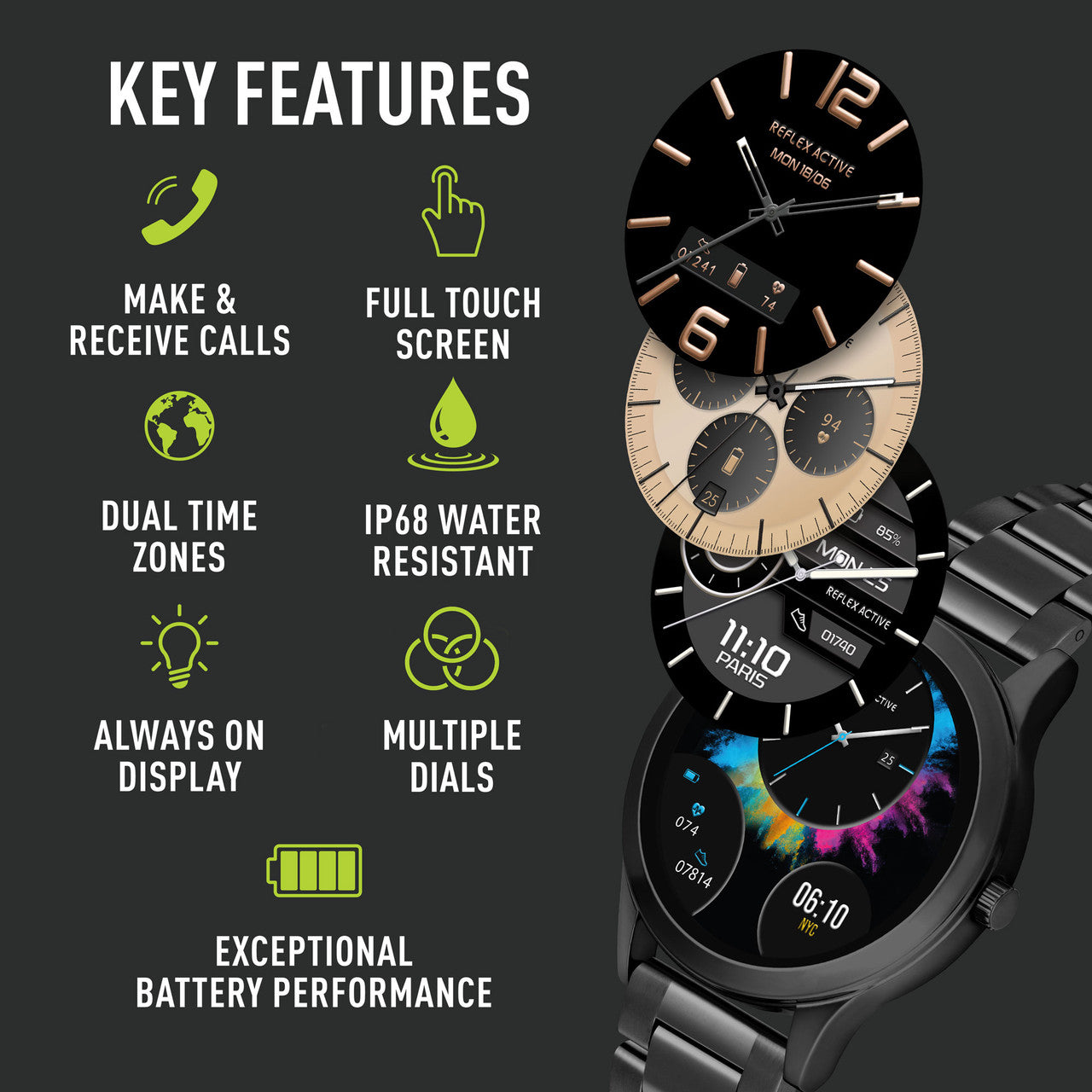 Reflex Active Series 31 Full Black AMOLED Link Strap