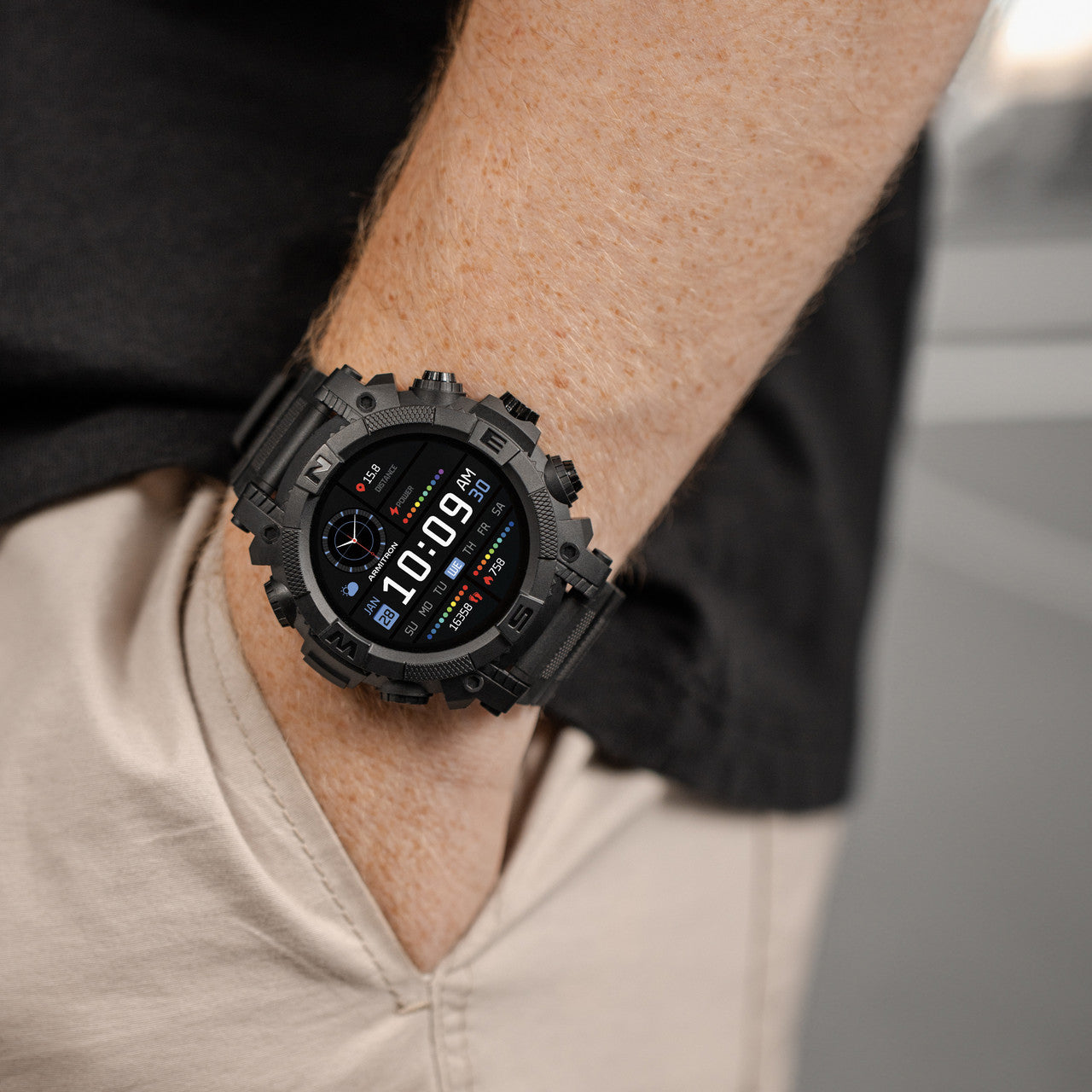 Reflex Active Series 38 Black Silicone Strap Sports Smart Calling Watch