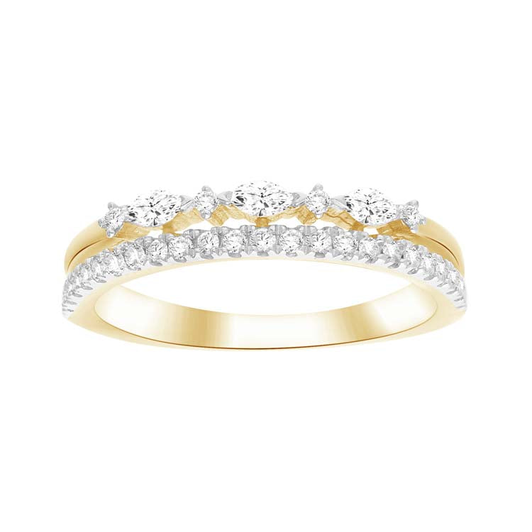 0.25ct Diamond Double Band Ring in 9K Yellow Gold