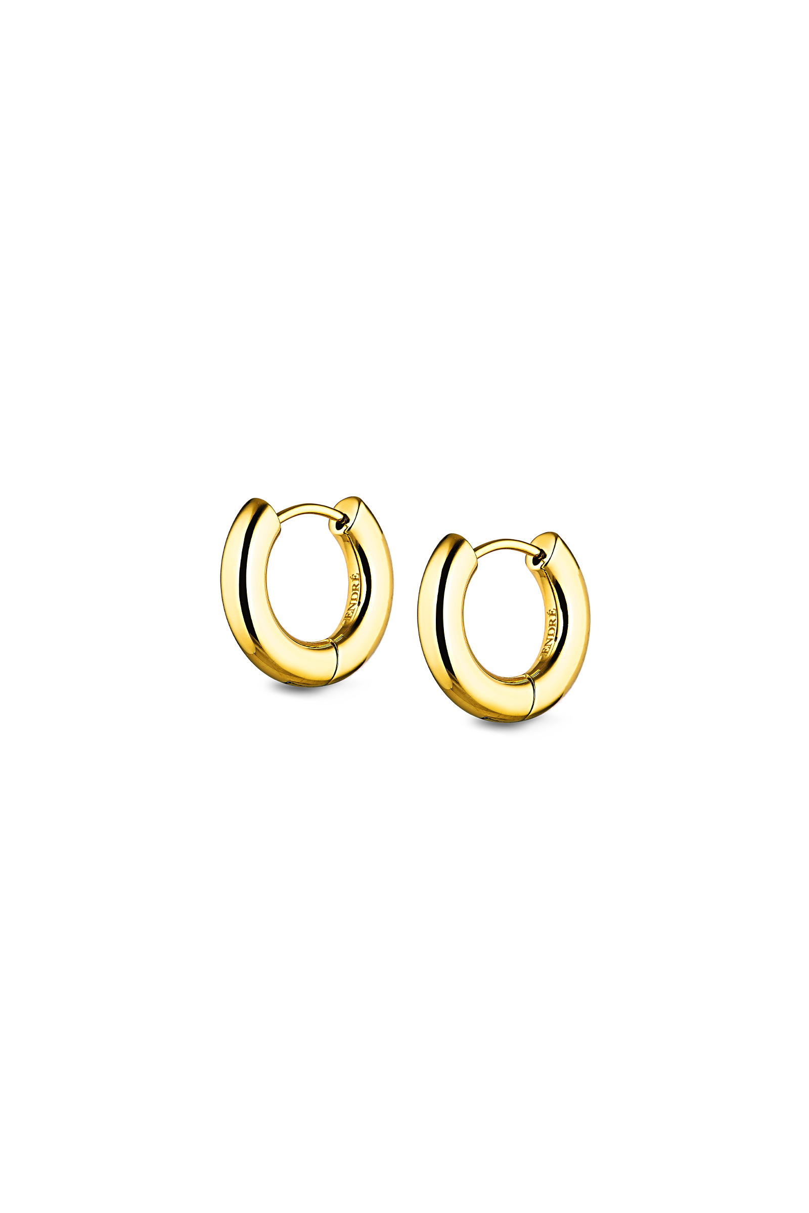 Cendré Rosie Huggie gold earrings on a white background