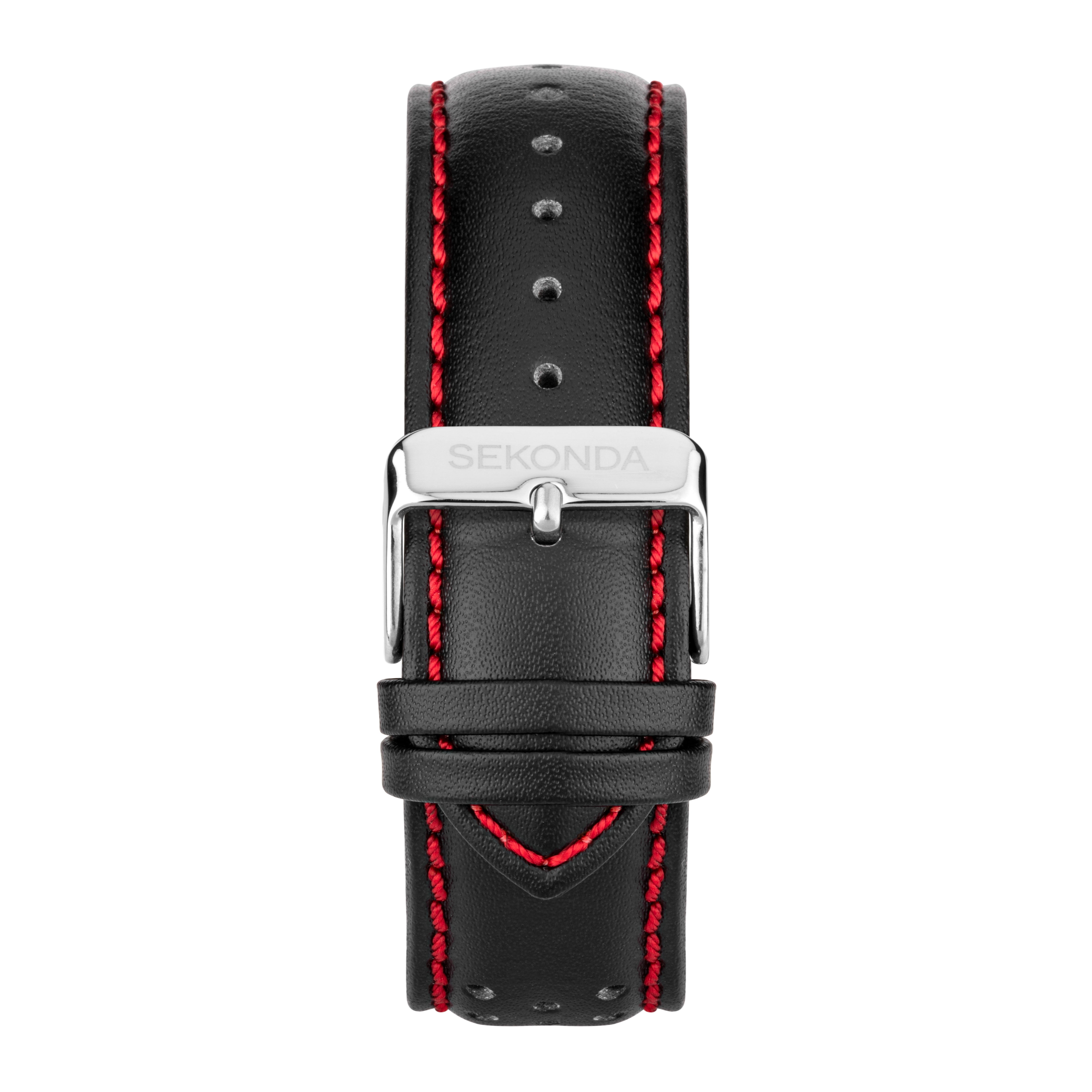 Sekonda Midnight Black Stainless Steel Mens Watch With Leather Strap