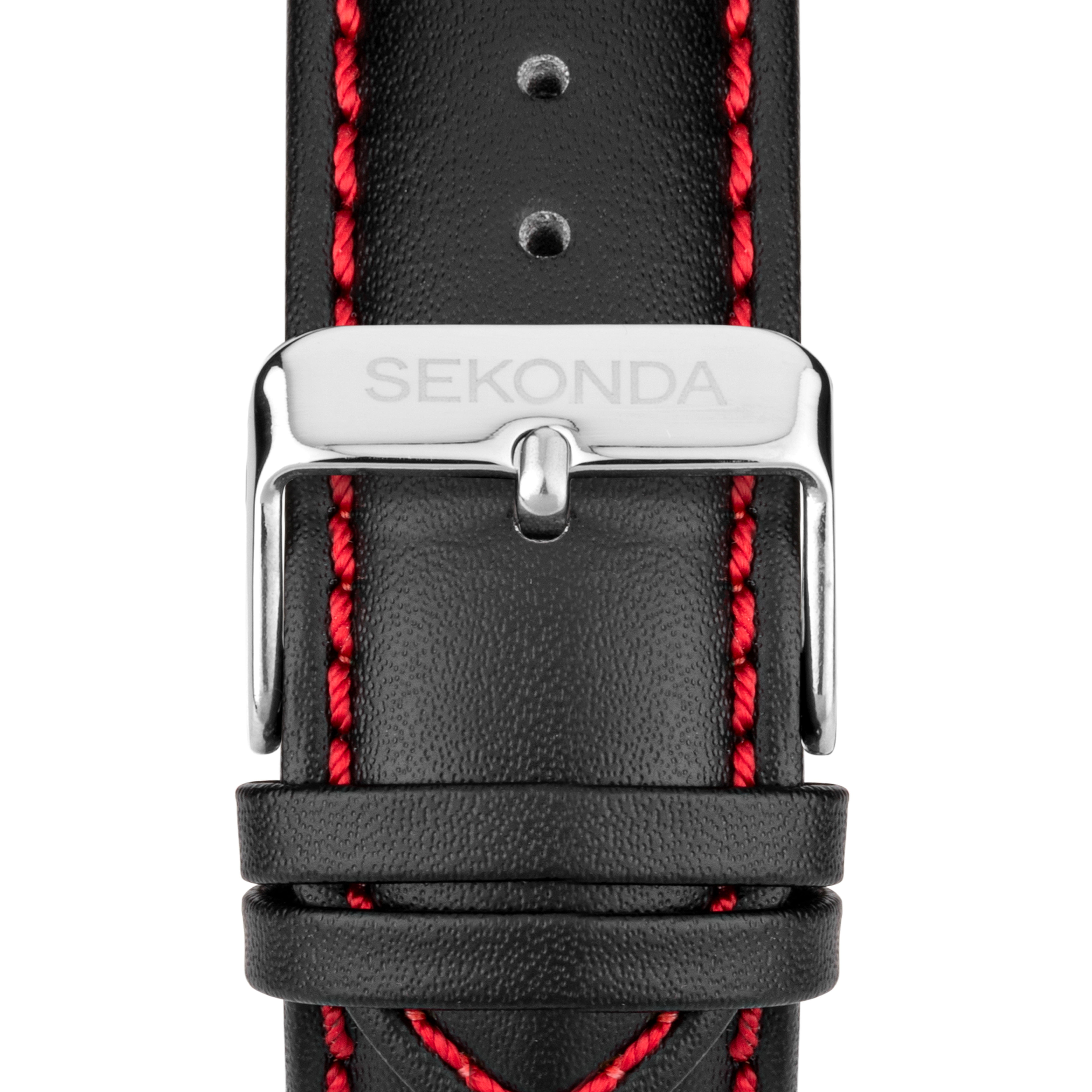 Sekonda Midnight Black Stainless Steel Mens Watch With Leather Strap