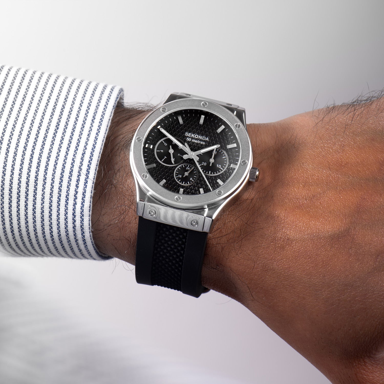 Sekonda Titan 42mm Mens Watch Stainless Steel Modern Black Band