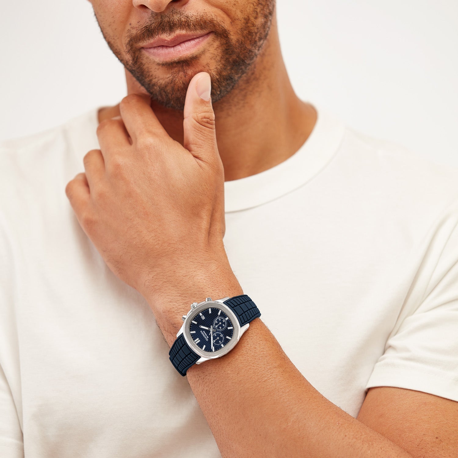 Sekonda Octaire 40mm Blue Dial Mens Watch With Rubber Strap