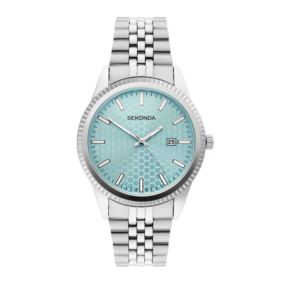 Sekonda King Light Blue Dial Silver Steel Mens Watch SK30347 front packshot