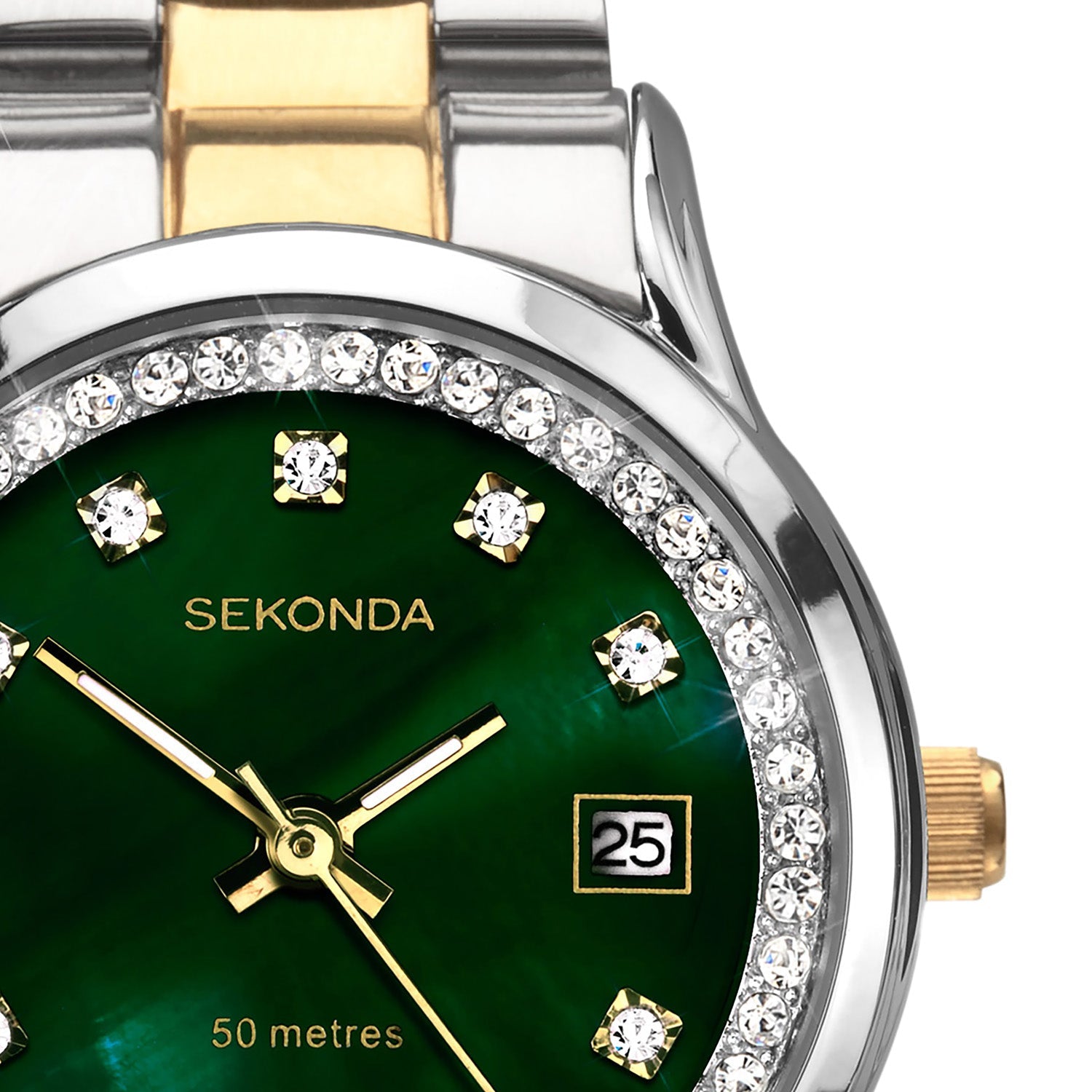 Sekonda Womens Green Dial Two Tone Bracelet Watch 27mm Stylish