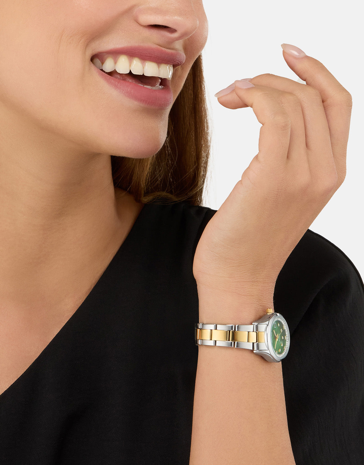 Sekonda Womens Green Dial Two Tone Bracelet Watch 27mm Stylish