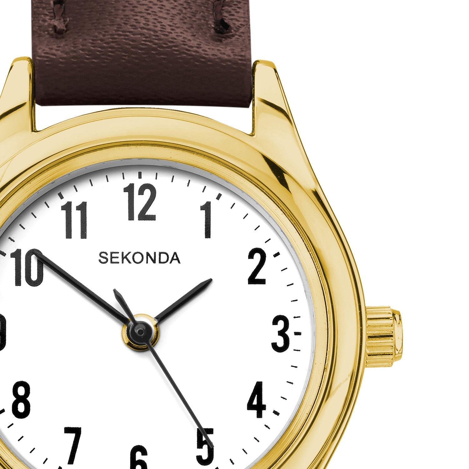 Sekonda Womens Gold Watch Brown Leather Strap White Dial 25mm