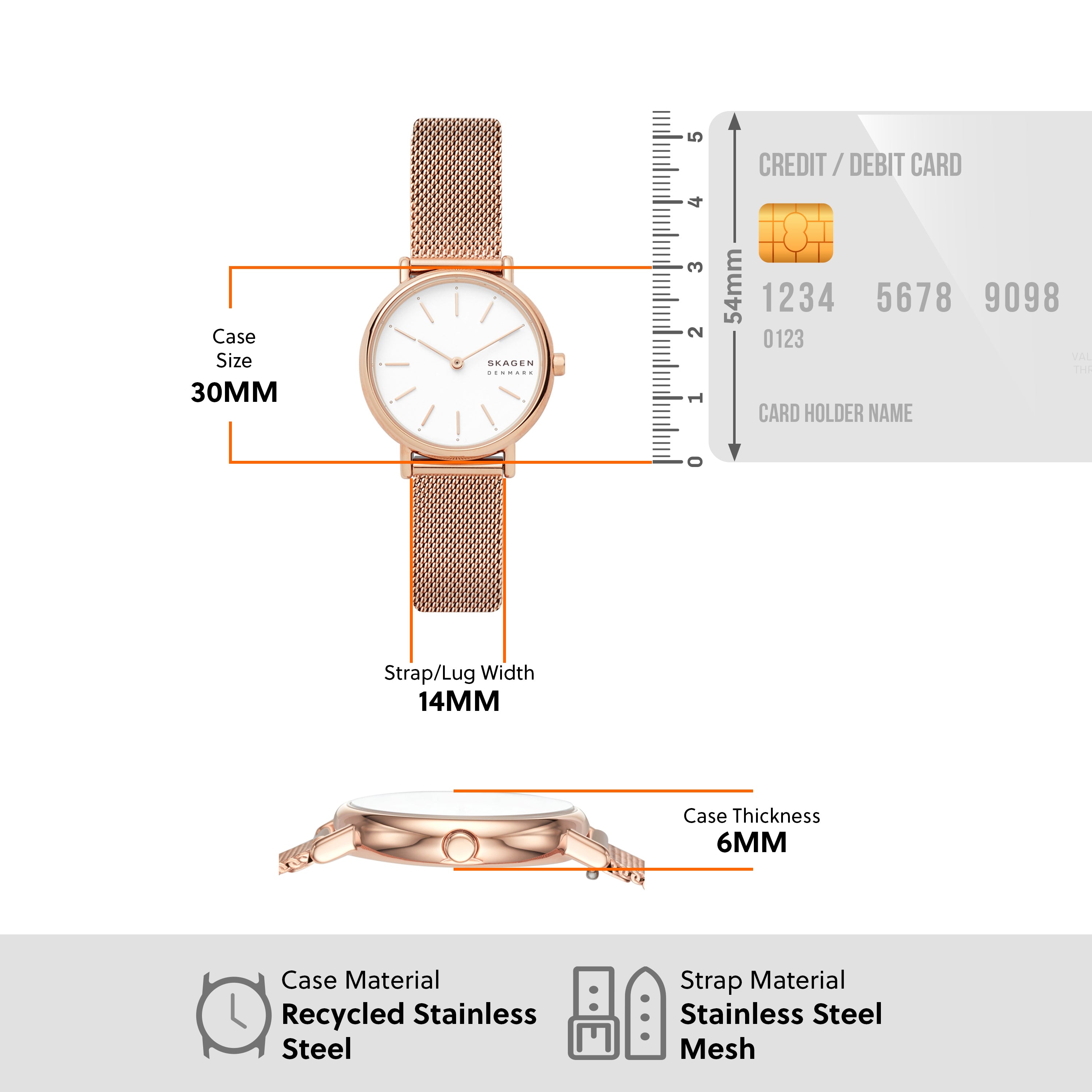 Skagen Signatur Women's Slim White Dial & Rose Gold Bracelet Watch SKW2694