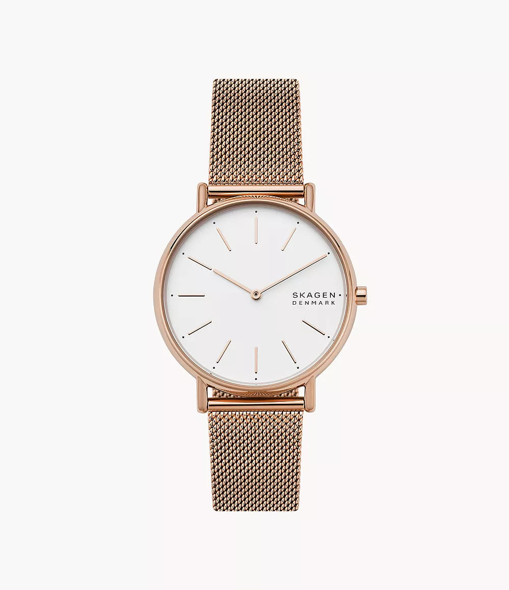 Elegant Skagen Signatur Rose Tone Mesh Band Watch SKW2784