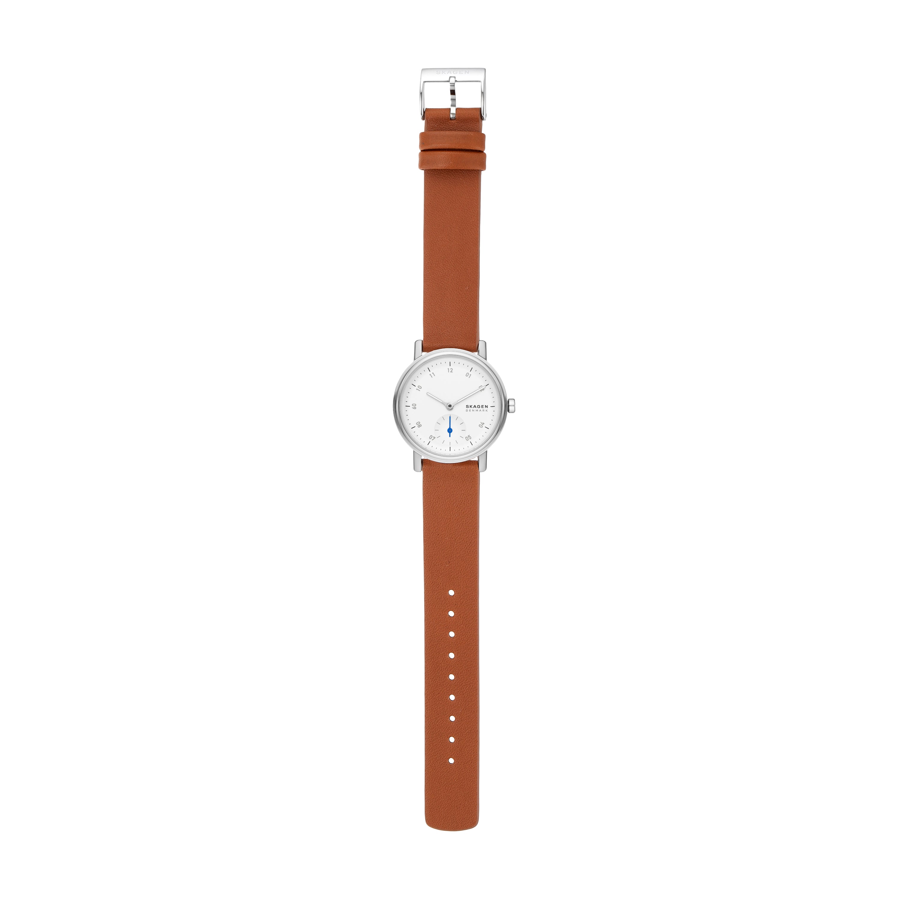 Skagen Kuppel Lille Elegant Watch with Minimalist Sub-Second Dial & Luxurious Brown Leather Strap - SKW3103