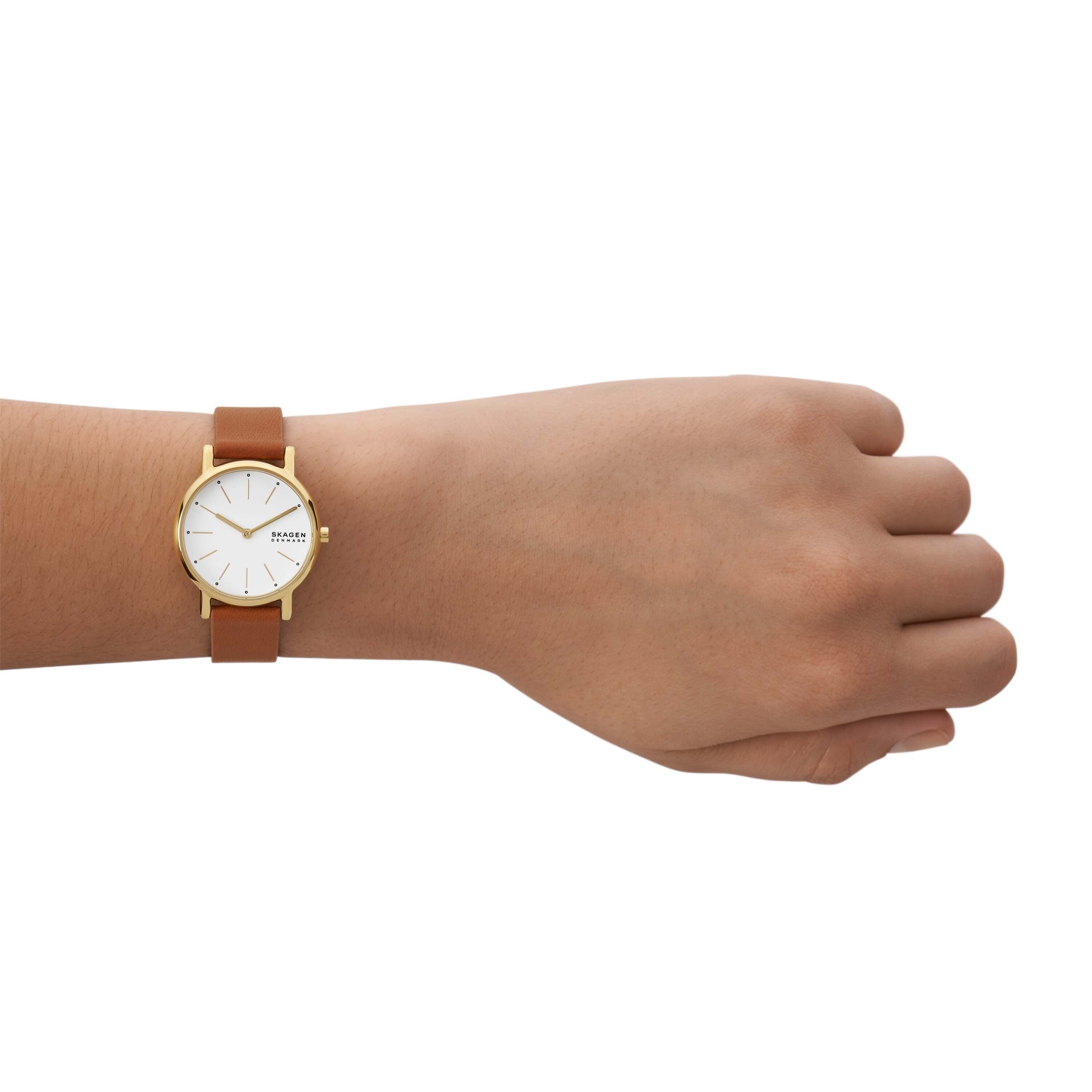 Skagen Signatur Lille White Dial Brown Leather Watch SKW3121