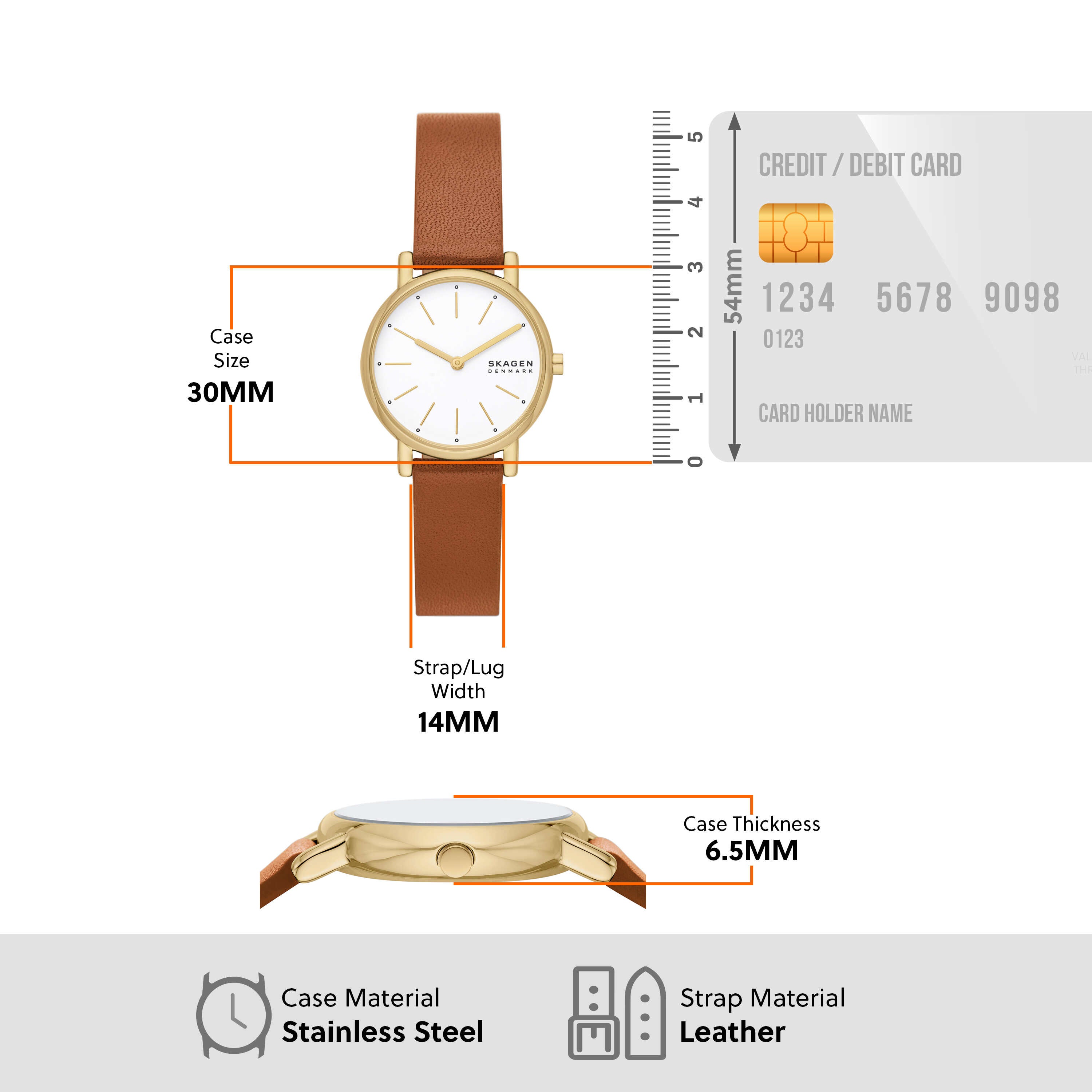 Skagen Signatur Lille White Dial Brown Leather Watch SKW3121