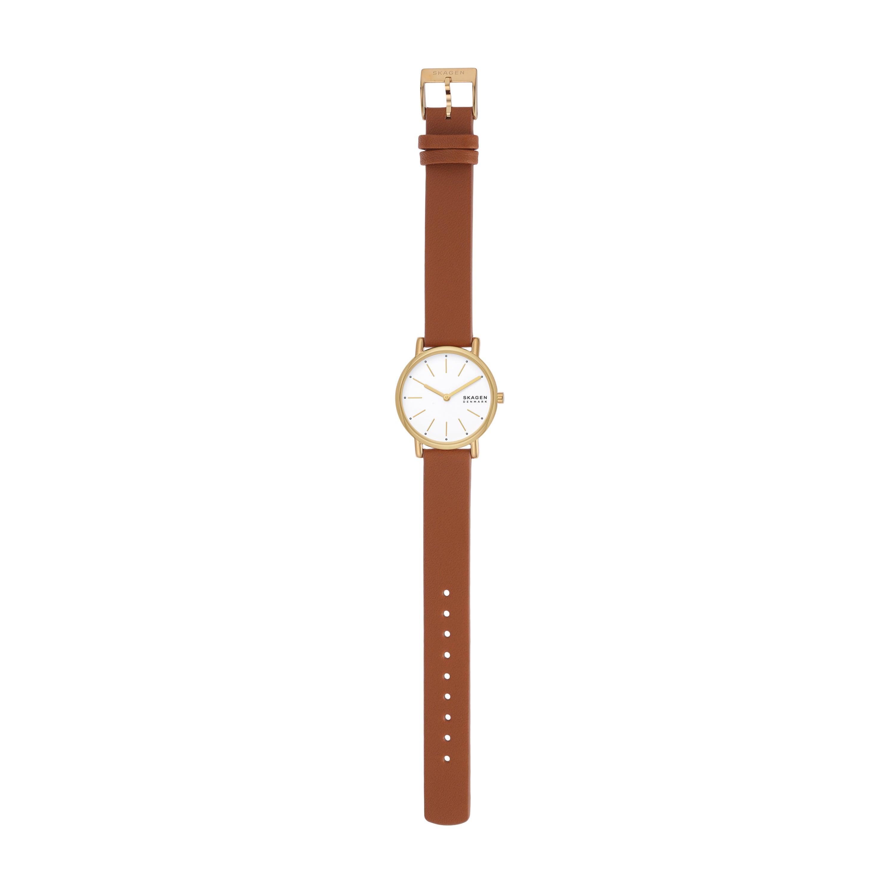 Skagen Signatur Lille White Dial Brown Leather Watch SKW3121