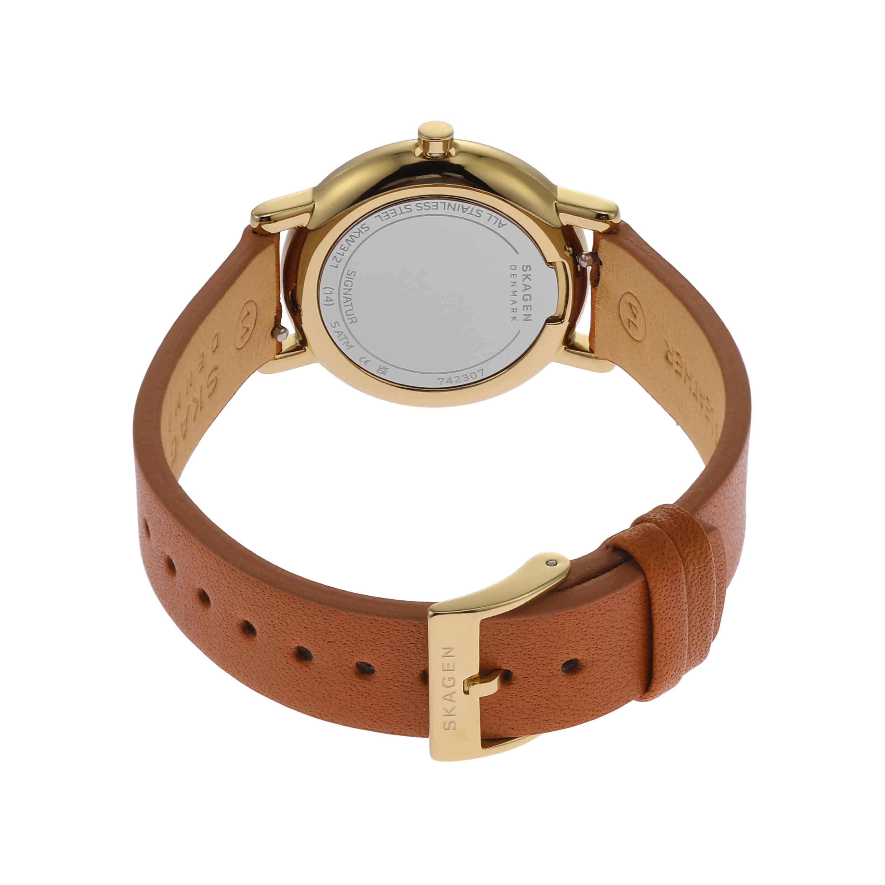 Skagen Signatur Lille White Dial Brown Leather Watch SKW3121
