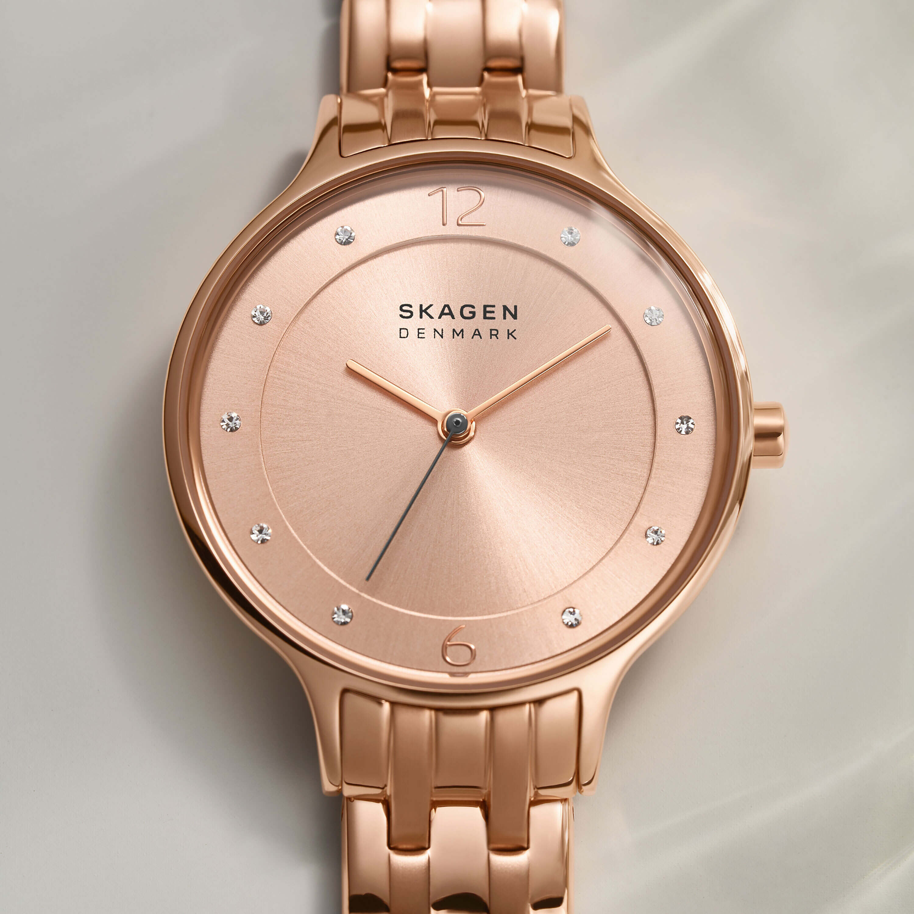 Skagen Anita Rose Gold Stainless Steel Watch with Three-Hand Movement SKW3128